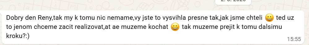 Zpráva od klientky Terezy